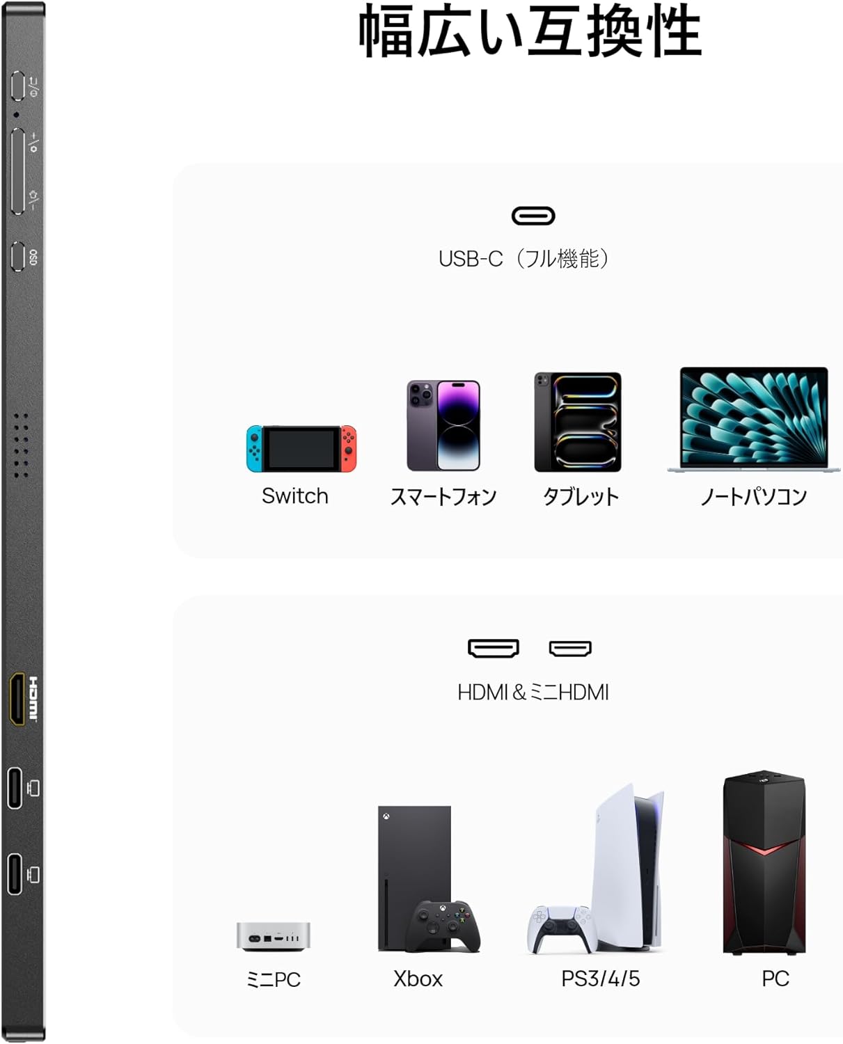 Arzopa A1M ポータブルノートパソコンモニタ-1080P 17.3インチ Arzopa A1M ポータブルノートパソコンモニター｜超薄型 1080P 17.3